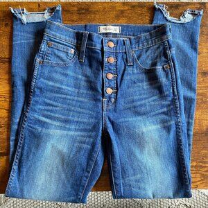 Madewell 10” High-Rise Skinny Jeans Women’s 25 Blue Denim Raw Uneven Hem Ankle